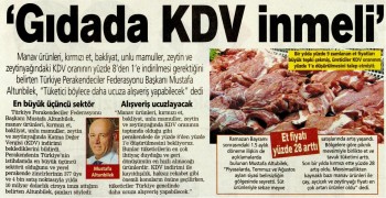 “Gıdada KDV inmeli”