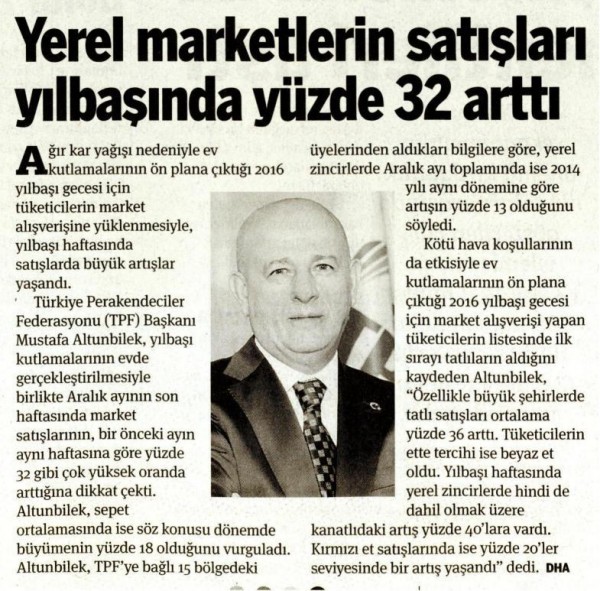 Yerel Marketlerin Satışları Yılbaşında Yüzde 32 Arttı