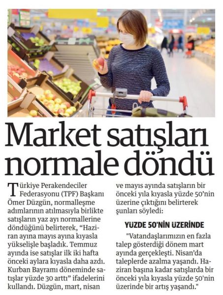 Market satışları normale döndü