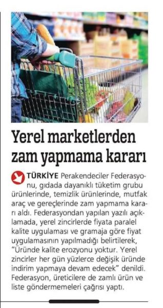 Yerel marketlerden zam yapmama kararı