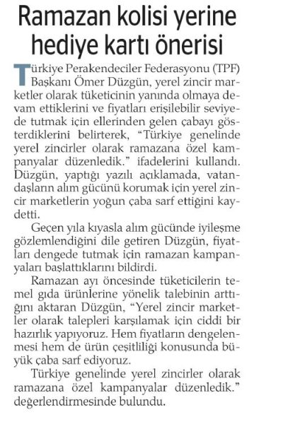 Ramazan Kolisi Yerine Hediye Kartı Önerisi