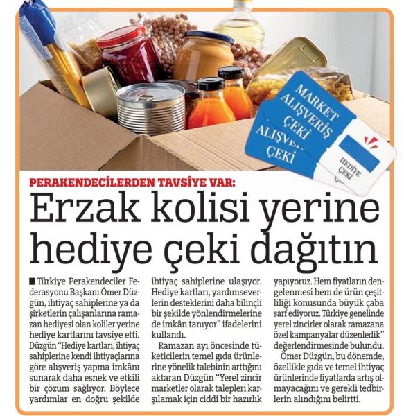 Erzak Kolisi Yerine Hediye Kartı Verin