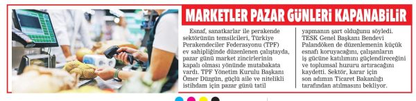 Marketler pazar günleri kapanabilir