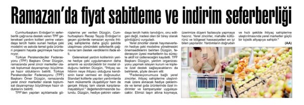 Ramazan’da fiyat sabitleme