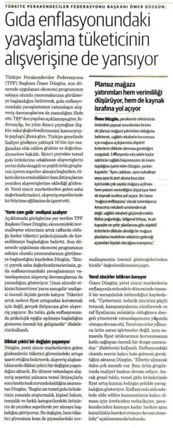 Gıda enfslasyonundaki yavaşlama…